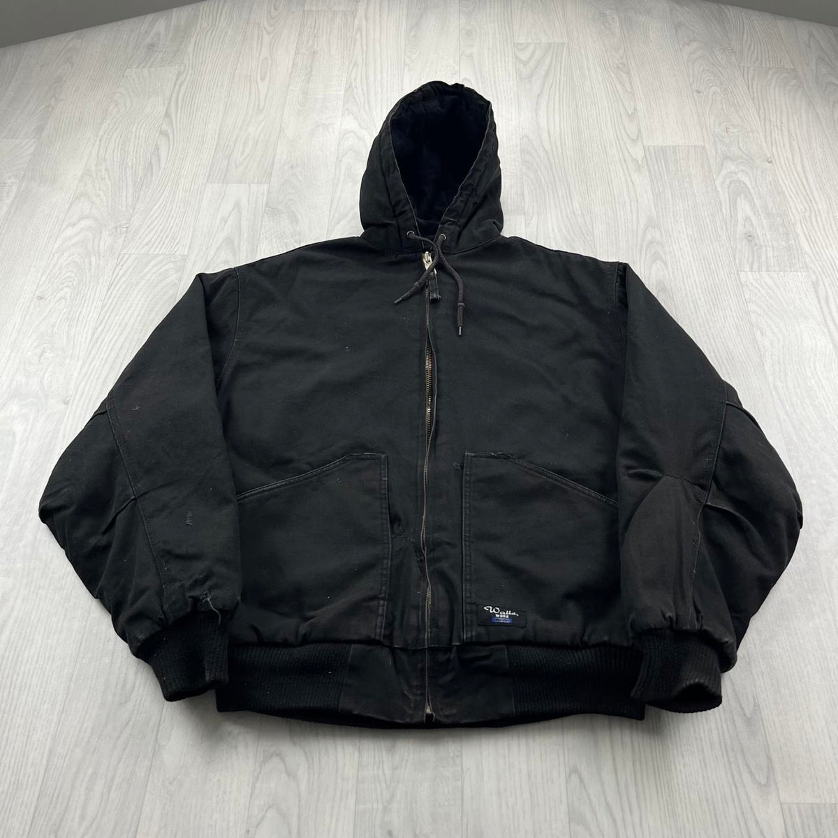 VINTAGE Y2K WALLS HOODED WORKWEAR BOMBER JACKET BLACK