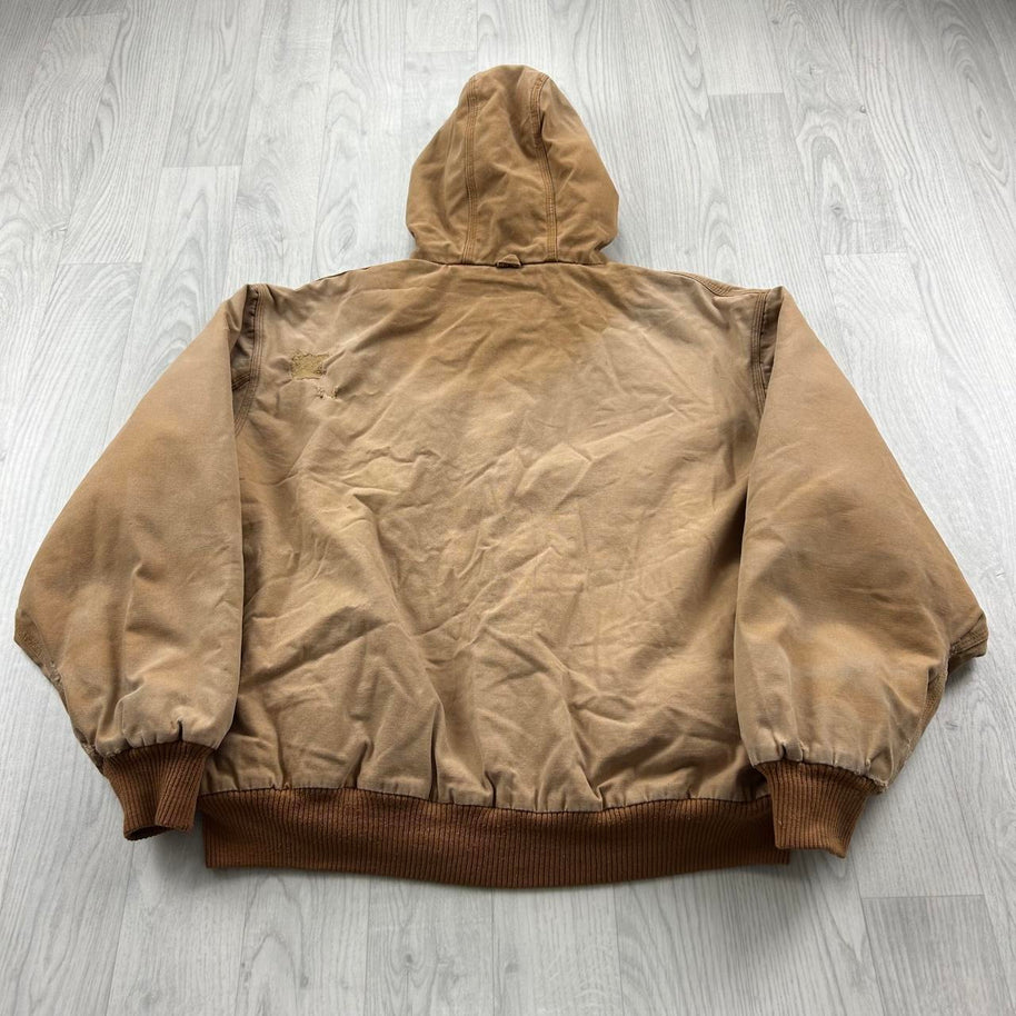 VINTAGE Y2K WALLS HOODED ACTIVE WORKWEAR BOMBER JACKET TAN