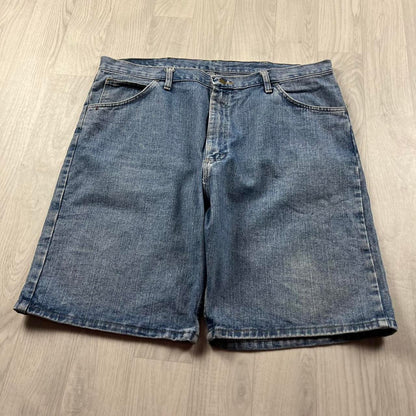 VINTAGE 00s WRANGLER BAGGY LOOSE CARPENTER JORTS BLUE