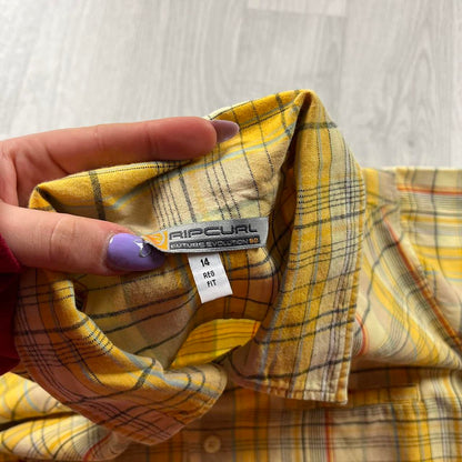 VINTAGE Y2K RIP CURL SHORT SLEEVE SHIRT YELLOW