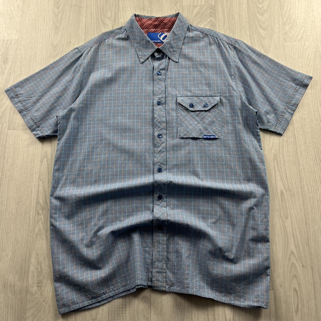 VINTAGE ANIMAL CHECKERED SHORT SLEEVE SURF SHIRT BLUE