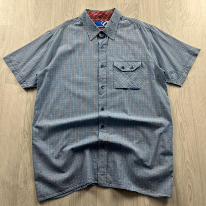 VINTAGE ANIMAL CHECKERED SHORT SLEEVE SURF SHIRT BLUE
