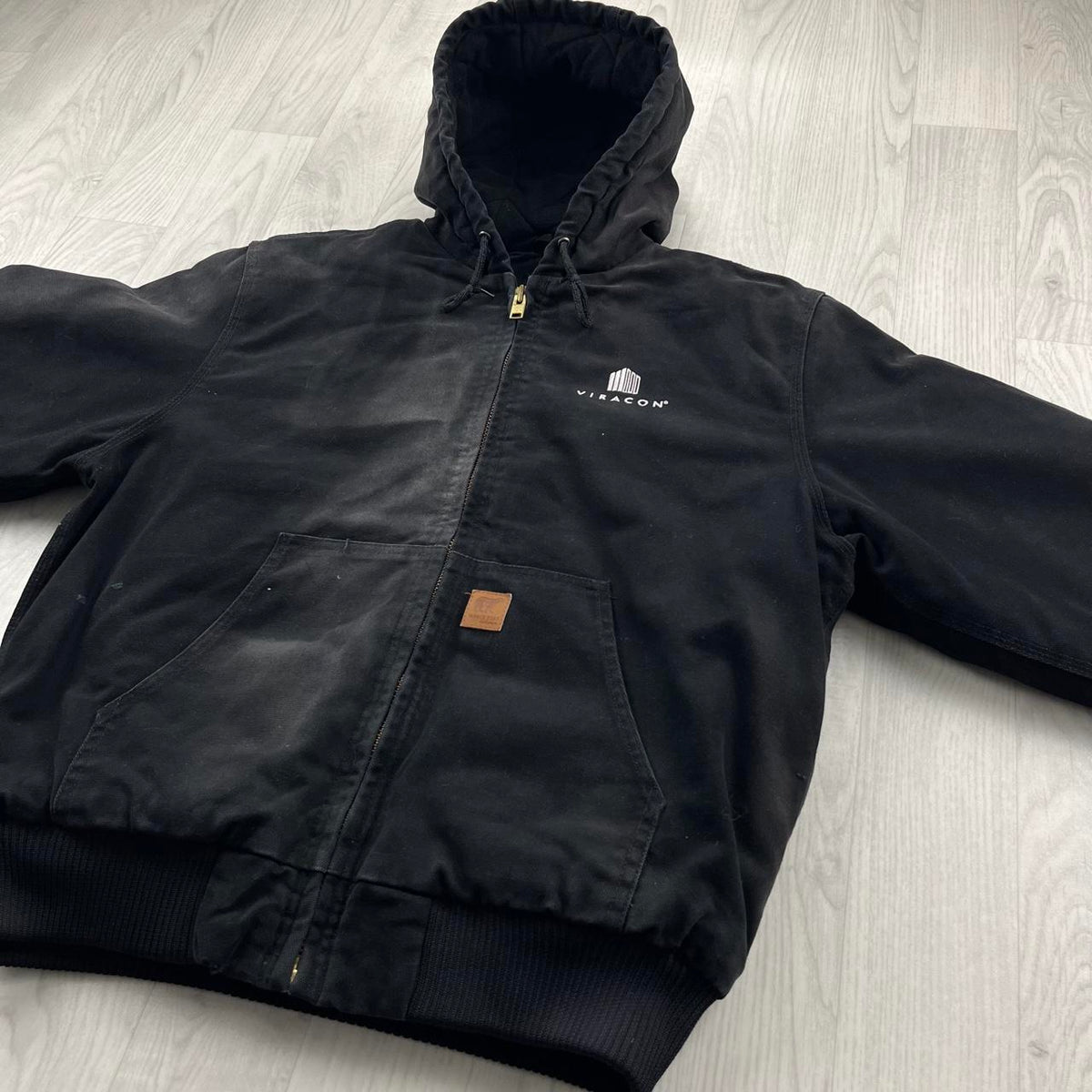 VINTAGE Y2K PADDED HOODED WORKWEAR BOMBER JACKET BLACK