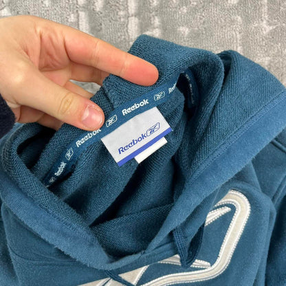 VINTAGE Y2K REEBOK CENTRE LOGO HOODIE BLUE TEAL