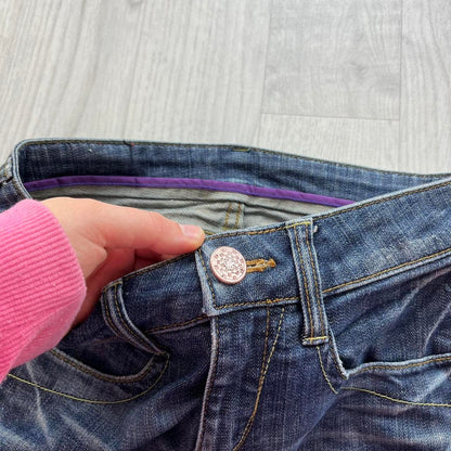 VINTAGE Y2K VICTORIA LOW RISE SLIM BOOTCUT JEANS NAVY BLUE
