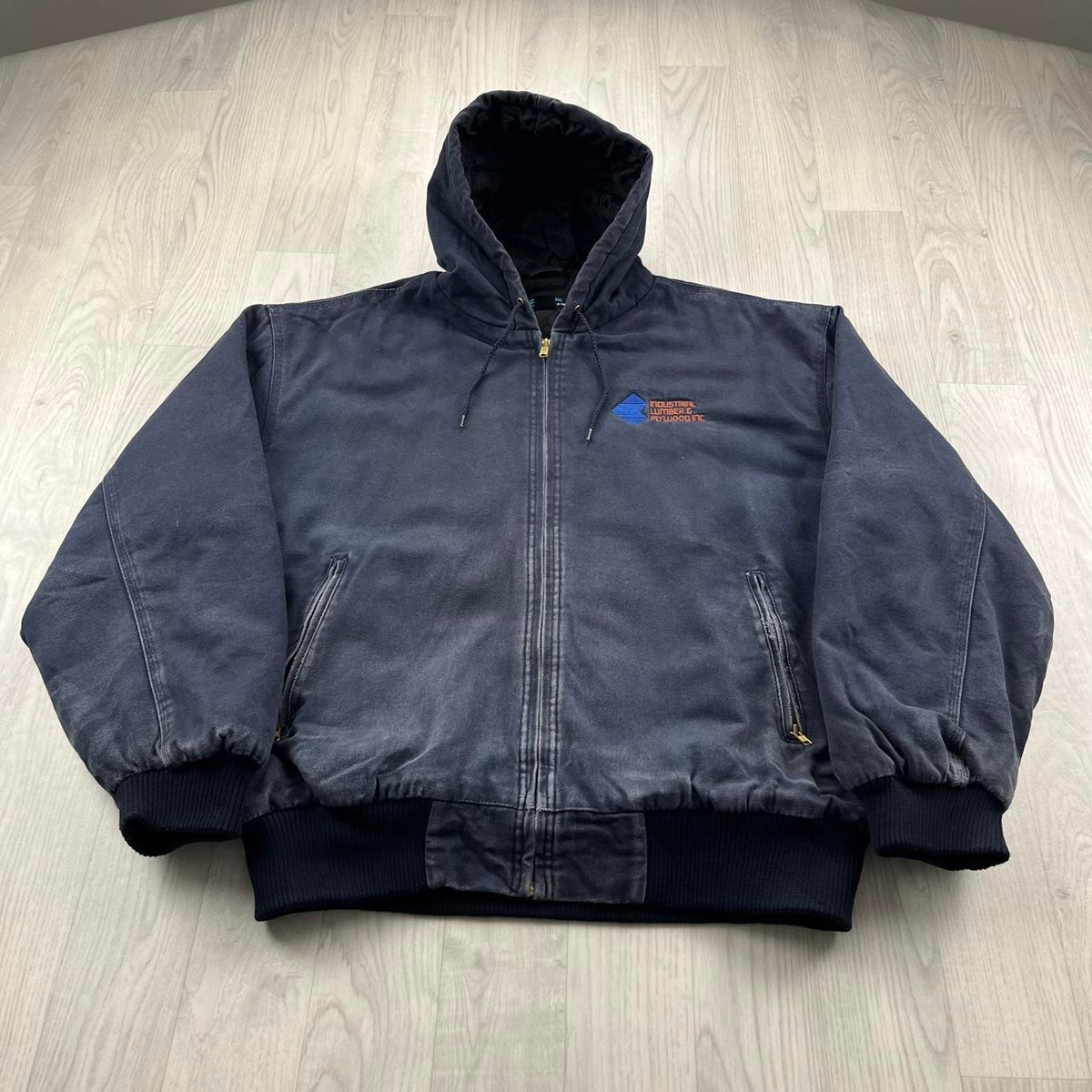 VINTAGE Y2K HOODED WORKWEAR BOMBER ACTIVE JACKET NAVY