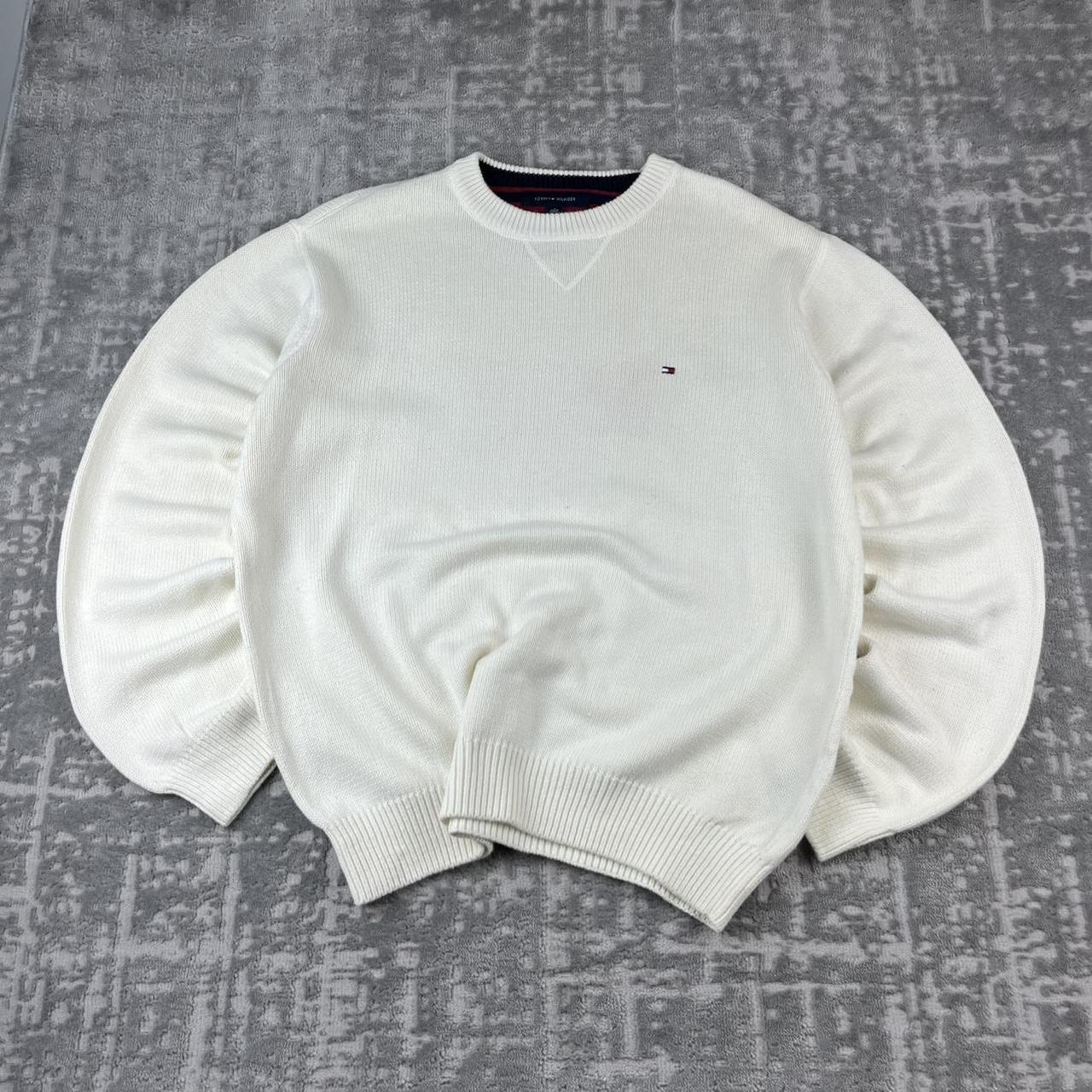 VINTAGE Y2K TOMMY HILFIGER CHUNKY ESSENTIAL KNITTED JUMPER WHITE