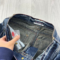 VINTAGE Y2K BRITARN GRAPHIC BAGGY JEANS BLUE
