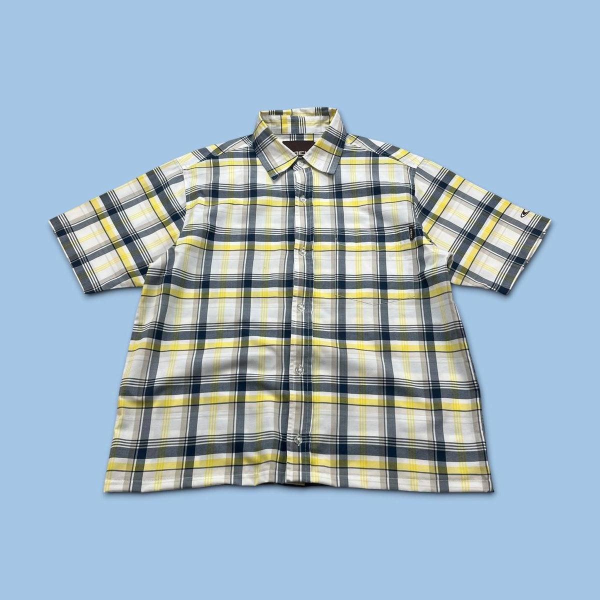 VINTAGE 00s ONEILL CHECKERED CROPPED SHORT SLEEVE BUTTON UP SHIRT WHITE / MULTI