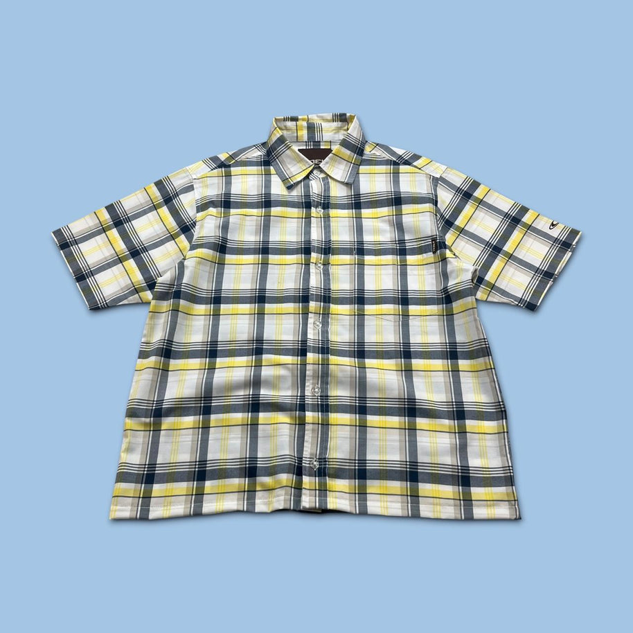 VINTAGE 00s ONEILL CHECKERED CROPPED SHORT SLEEVE BUTTON UP SHIRT WHITE / MULTI
