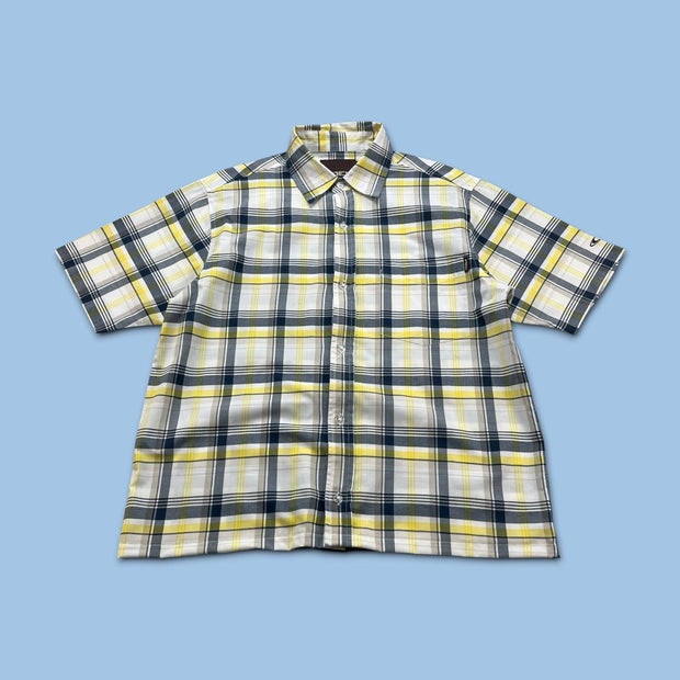 VINTAGE 00s ONEILL CHECKERED CROPPED SHORT SLEEVE BUTTON UP SHIRT WHITE / MULTI