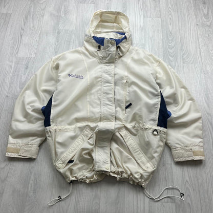 VINTAGE 00s COLUMBIA TECHNICAL UTILITY HEAVY SKI JACKET CREAM