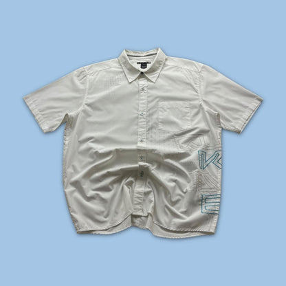 VINTAGE Y2K QUIKSILVER GRAPHIC SHORT SLEEVE SHIRT WHITE