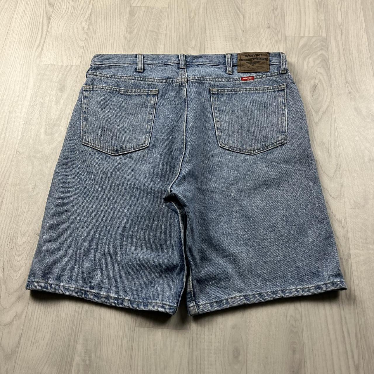 VINTAGE 00s WRANGLER BAGGY LOOSE CARPENTER JORTS BLUE