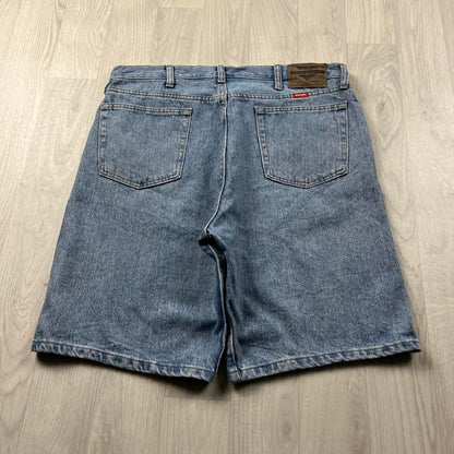 VINTAGE 00s WRANGLER BAGGY LOOSE CARPENTER JORTS BLUE