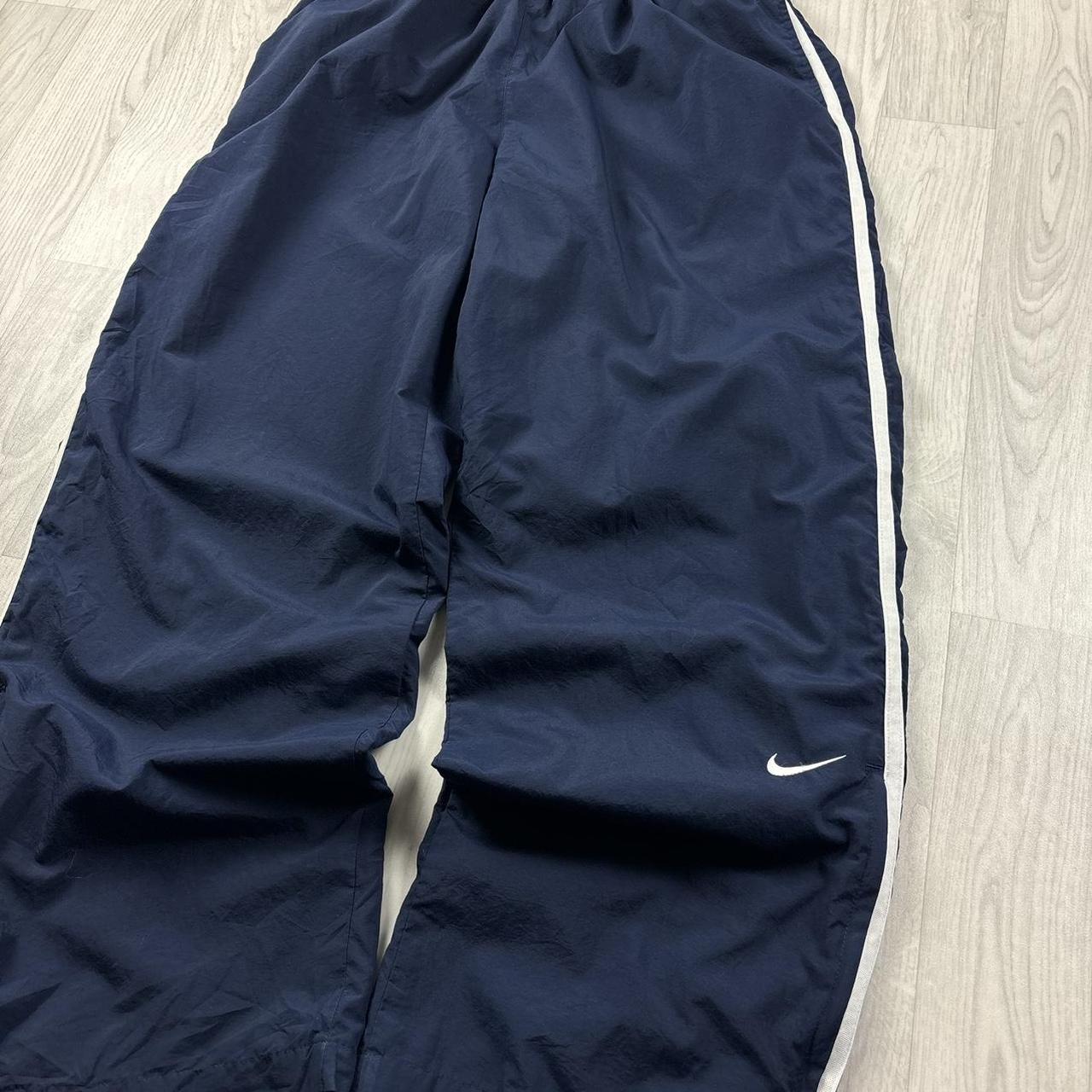 VINTAGE Y2K NIKE TEAM WIDE LEG BAGGY TRACKSUIT BOTTOMS NAVY