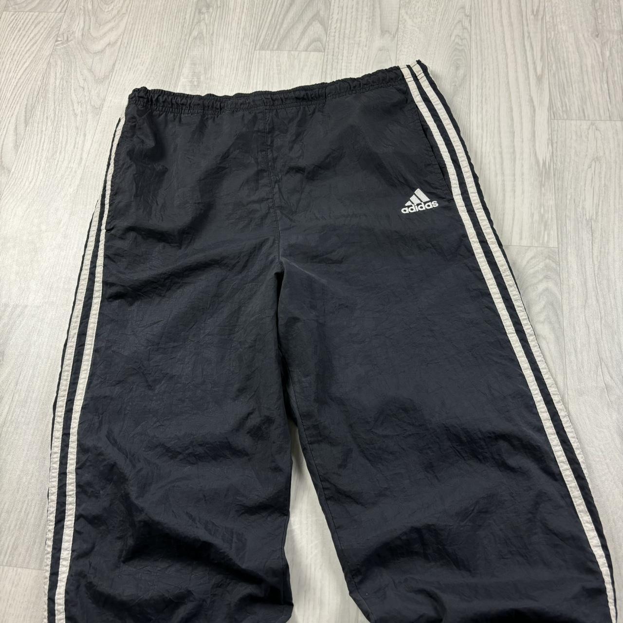 VINTAGE 90s ADIDAS BAGGY SHELL TRACKSUIT BOTTOMS NAVY