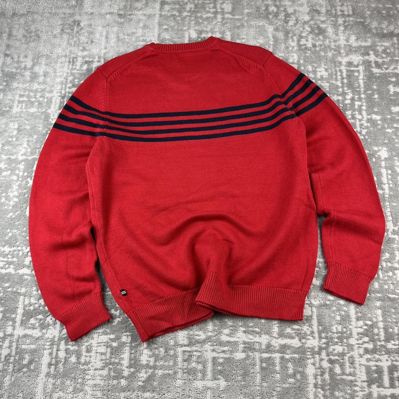 VINTAGE Y2K NAUTICA STRIPED CHUNKY ESSENTIAL KNITTED JUMPER RED