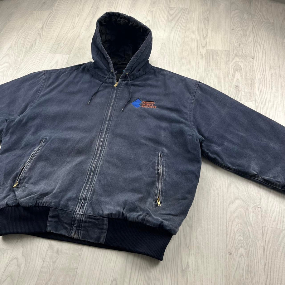 VINTAGE Y2K HOODED WORKWEAR BOMBER ACTIVE JACKET NAVY