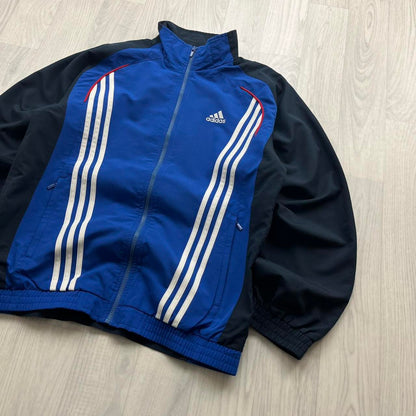 VINTAGE Y2K ADIDAS STRIPE WINDBREAKER TRACK JACKET BLACK BLUE