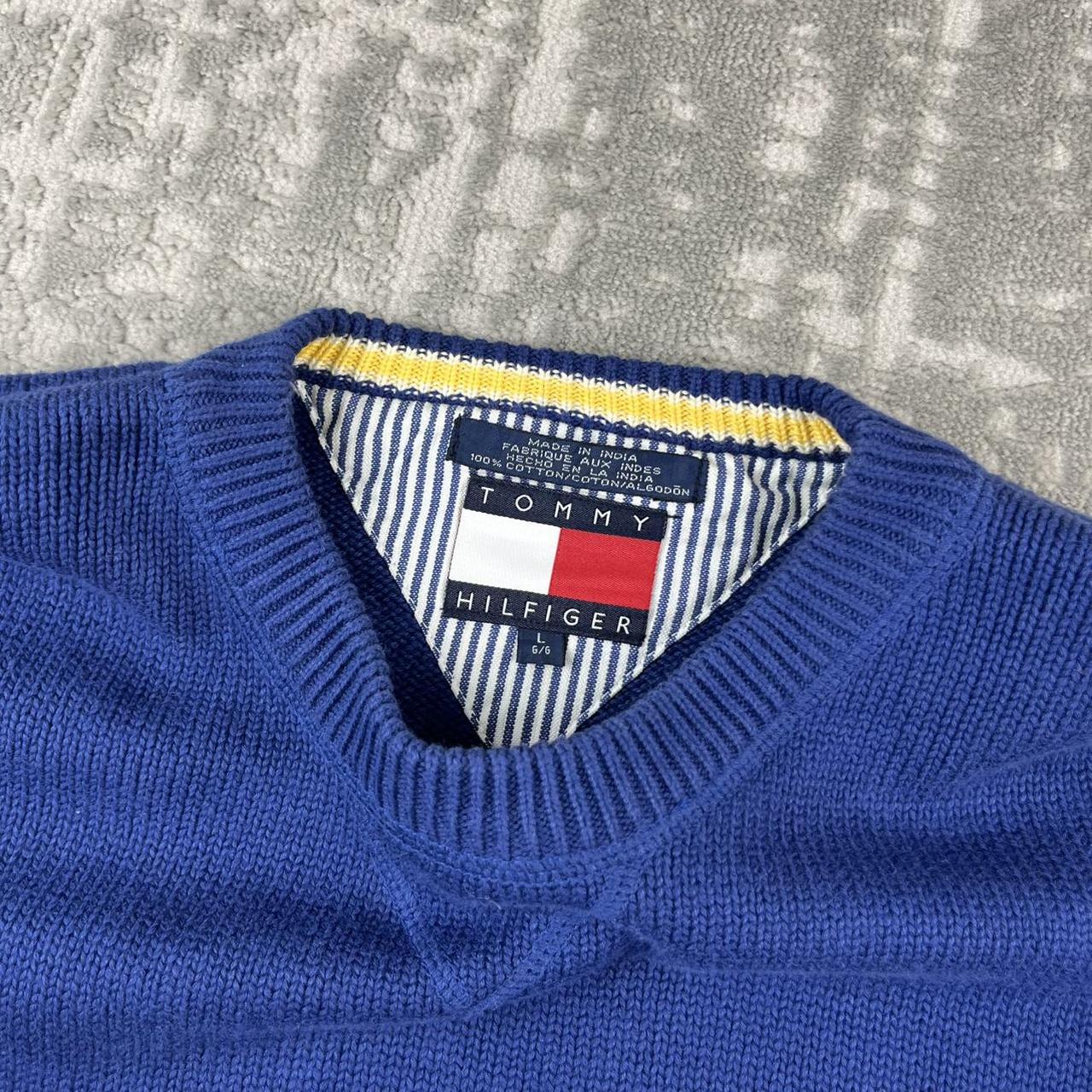 VINTAGE Y2K TOMMY HILFIGER CHUNKY ESSENTIAL KNITTED JUMPER BLUE
