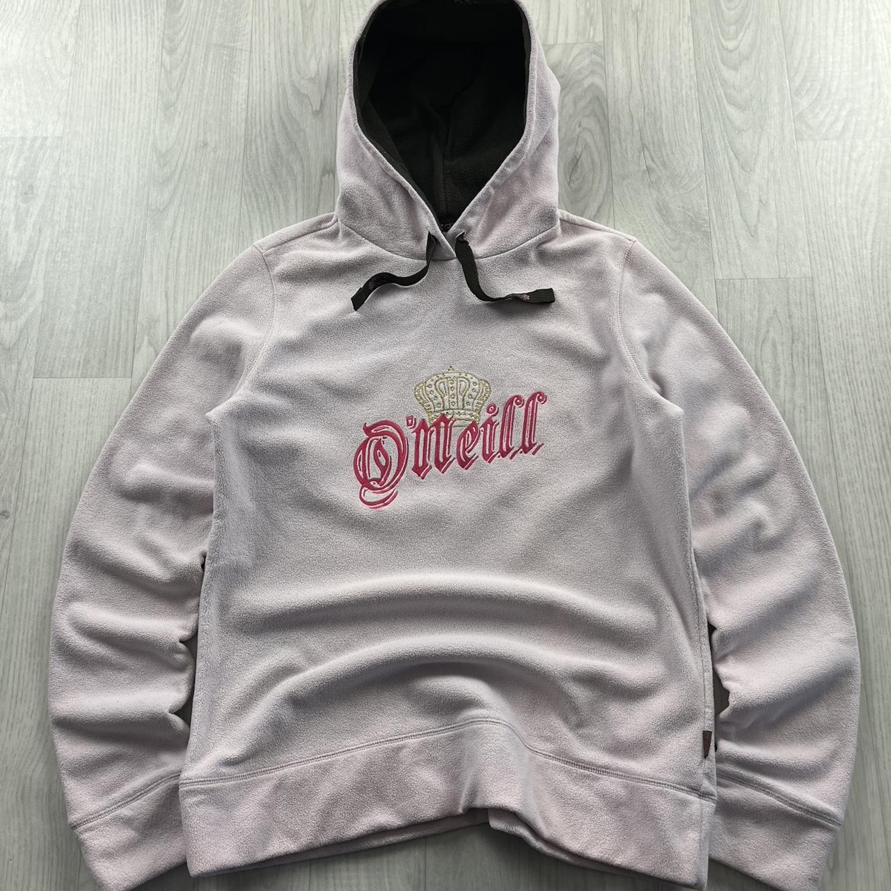 VINTAGE Y2K O’NEILL GRAPHIC FLEECE HOODIE BABY PINK