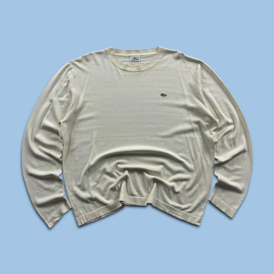 VINTAGE Y2K LACOSTE THIN STRIPED KNITTED JUMPER YELLOW