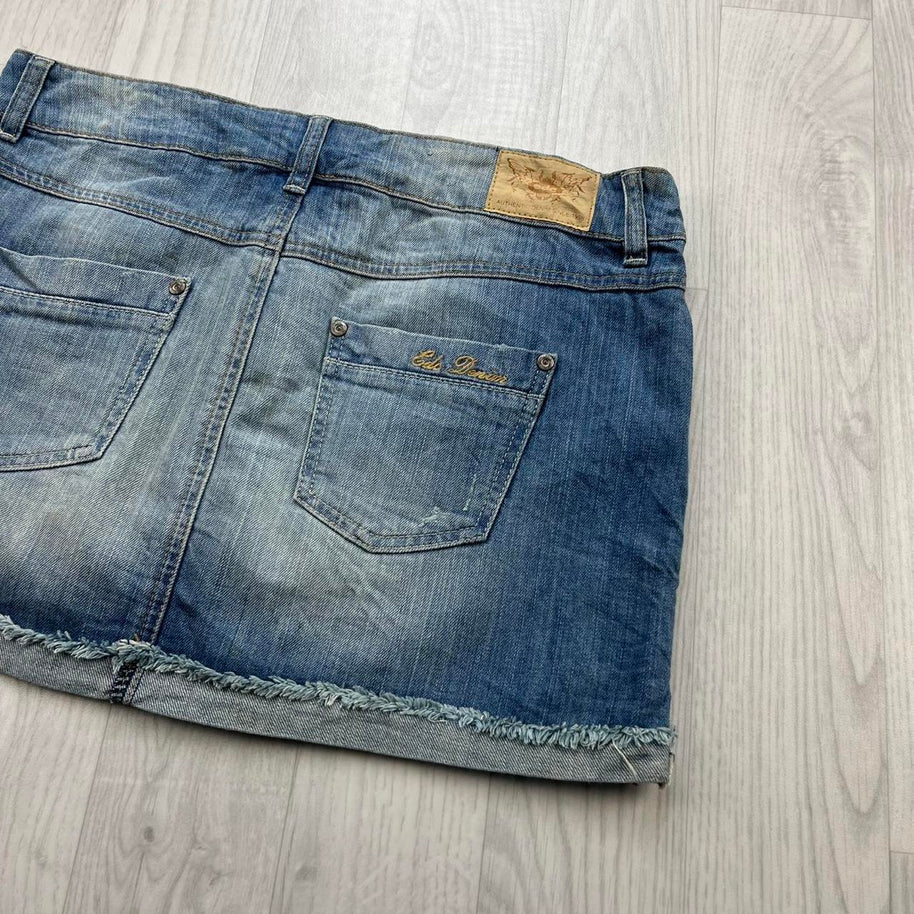 VINTAGE Y2K EDC ESPRIT DENIM MINI SKIRT BLUE