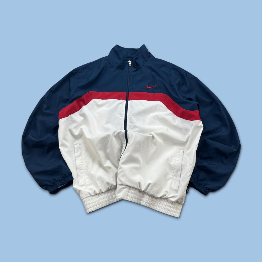 VINTAGE Y2K NIKE WINDBREAKER TRACK JACKET WHITE / NAVY