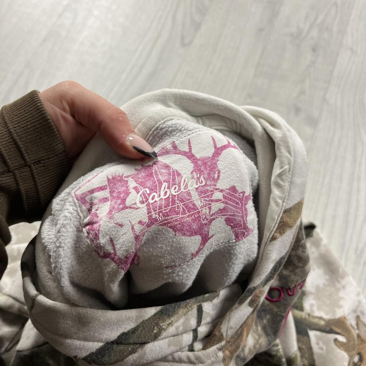 VINTAGE CABELAS REALTREE HOODIE CAMO WHITE PINK
