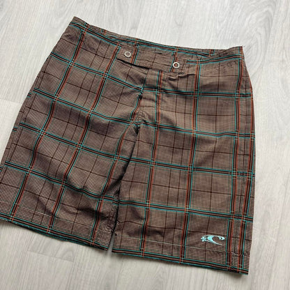 VINTAGE Y2K O’NEILL BAGGY CHECKERED BOARD SHORTS BROWN