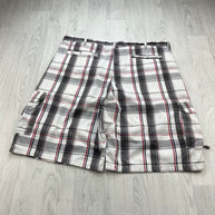 VINTAGE Y2K WRANGLER BAGGY CHECKERED PLAID CARGO SHORTS WHITE