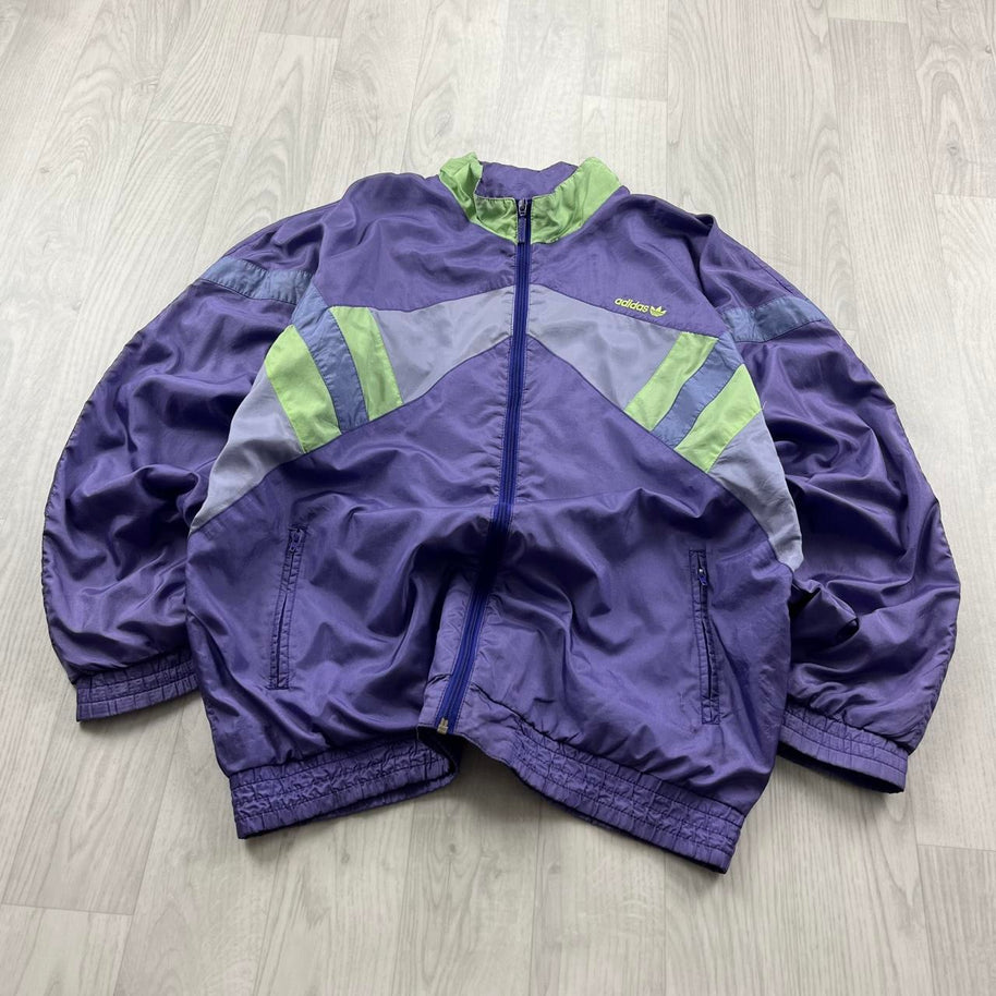 VINTAGE 90s ADIDAS FUNKY WINDBREAKER SHELL JACKET PURPLE