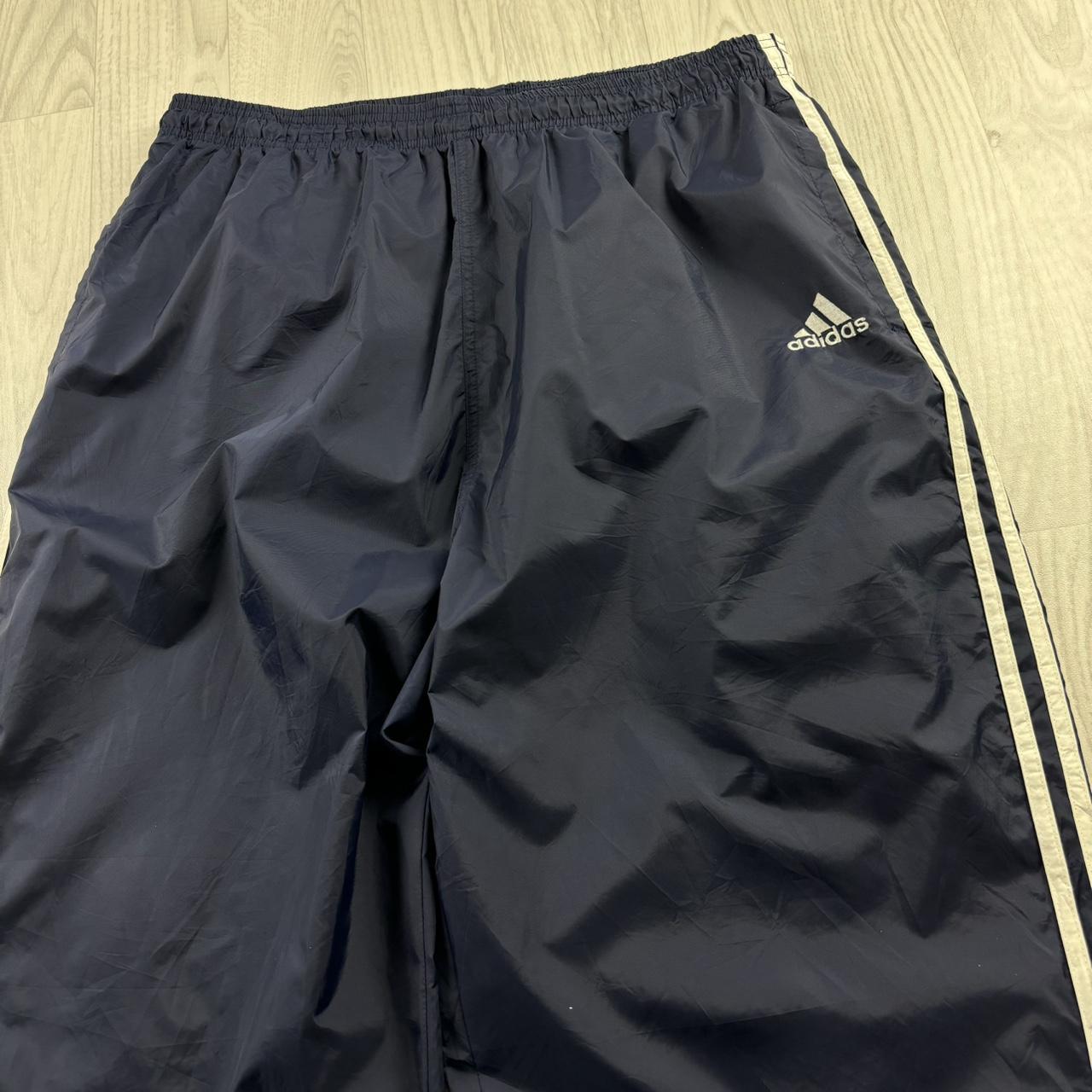 VINTAGE 90s ADIDAS BAGGY SHELL TRACKSUIT BOTTOMS NAVY