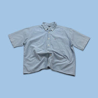 VINTAGE 00s TOMMY HILFIGER CHECKERED CROPPED SHORT SLEEVE BUTTON UP SHIRT BLUE