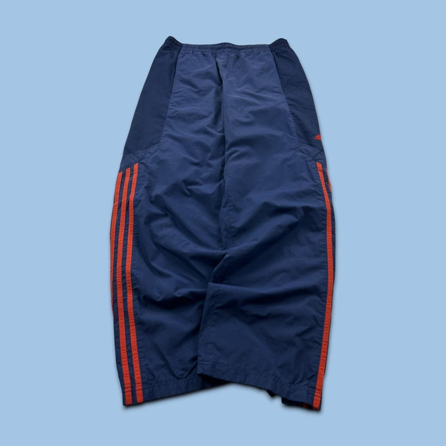 VINTAGE Y2K ADIDAS SIDE STRIPE BAGGY TRACKSUIT BOTTOMS NAVY RED