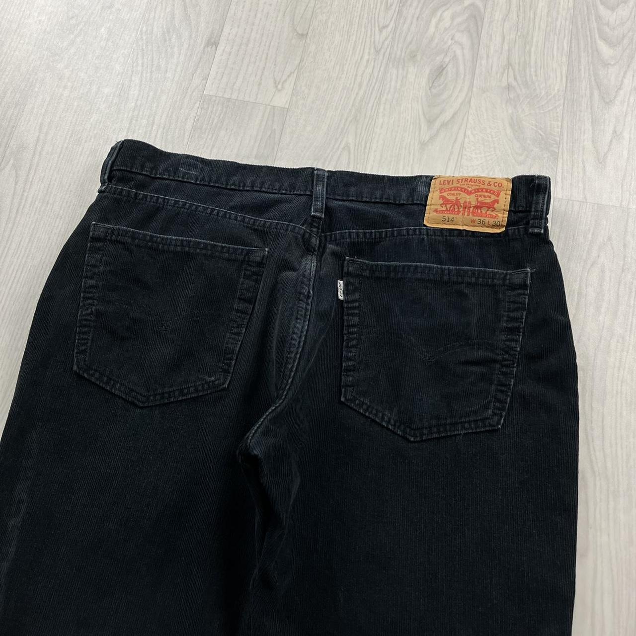 VINTAGE LEVIS 514 WHITE TABS STRAIGHT LEG CORDUROY JEANS BLACK