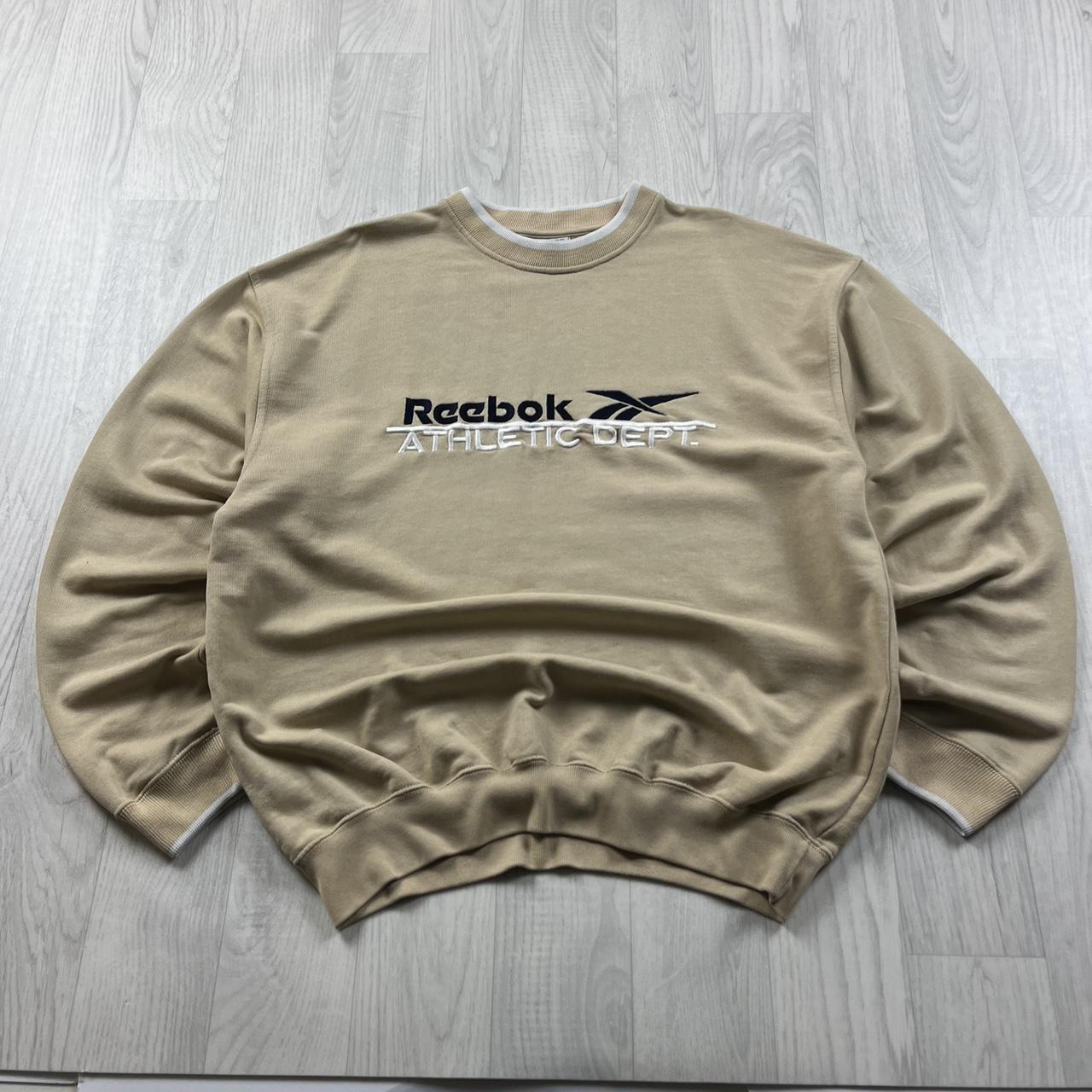 VINTAGE Y2K REEBOK SPELL OUT SWEATSHIRT BEIGE