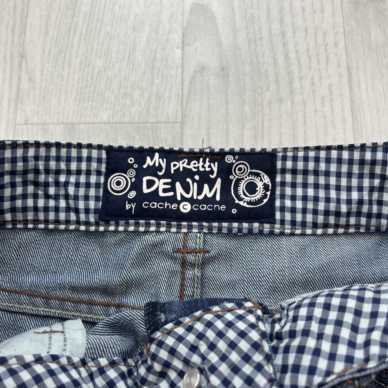 VINTAGE Y2K CACHE DIAMANTE DENIM LOW RISE MINI SKIRT BLUE