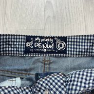 VINTAGE Y2K CACHE DIAMANTE DENIM LOW RISE MINI SKIRT BLUE