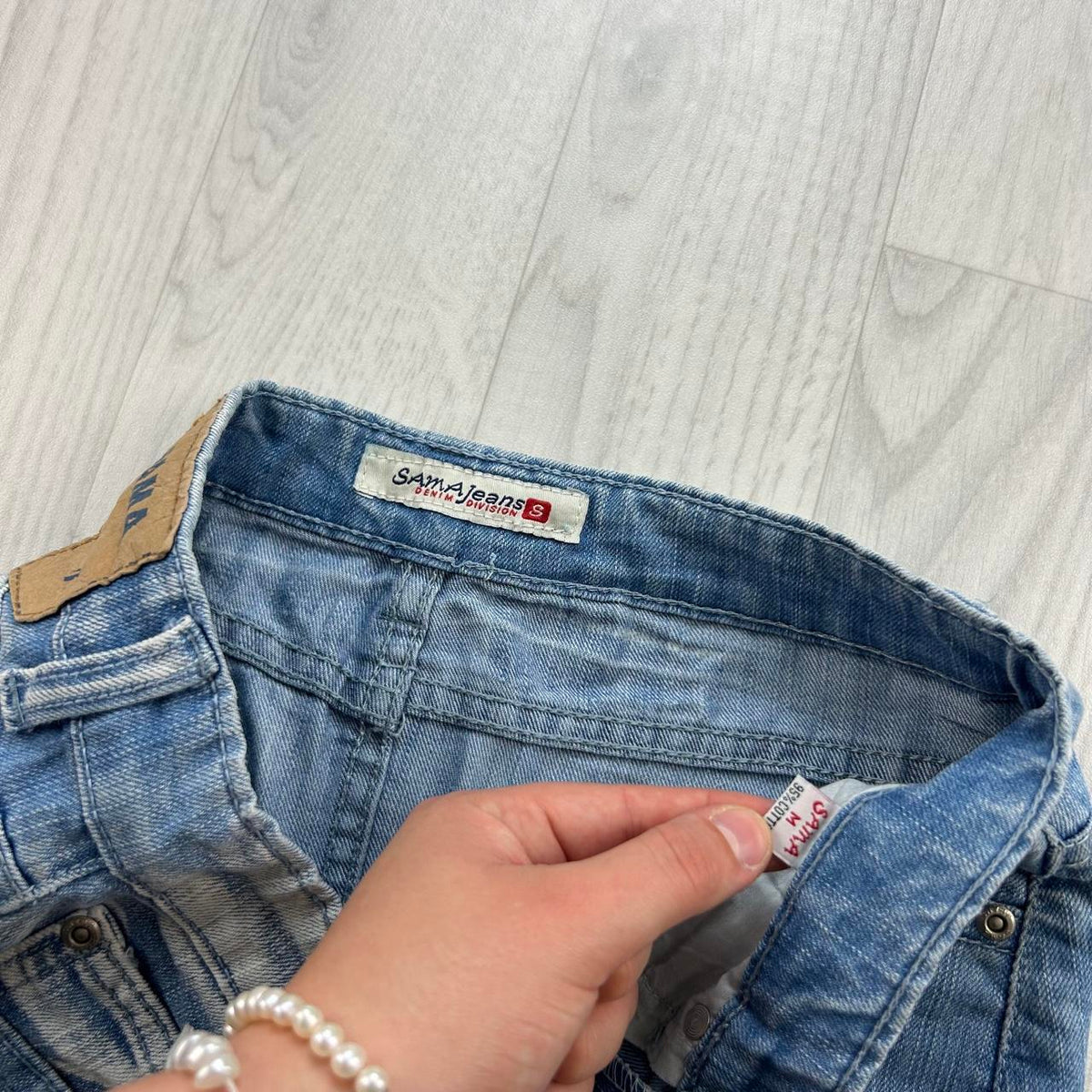 VINTAGE Y2K SAMA DENIM MIDI EMBROIDERED SKIRT BLUE