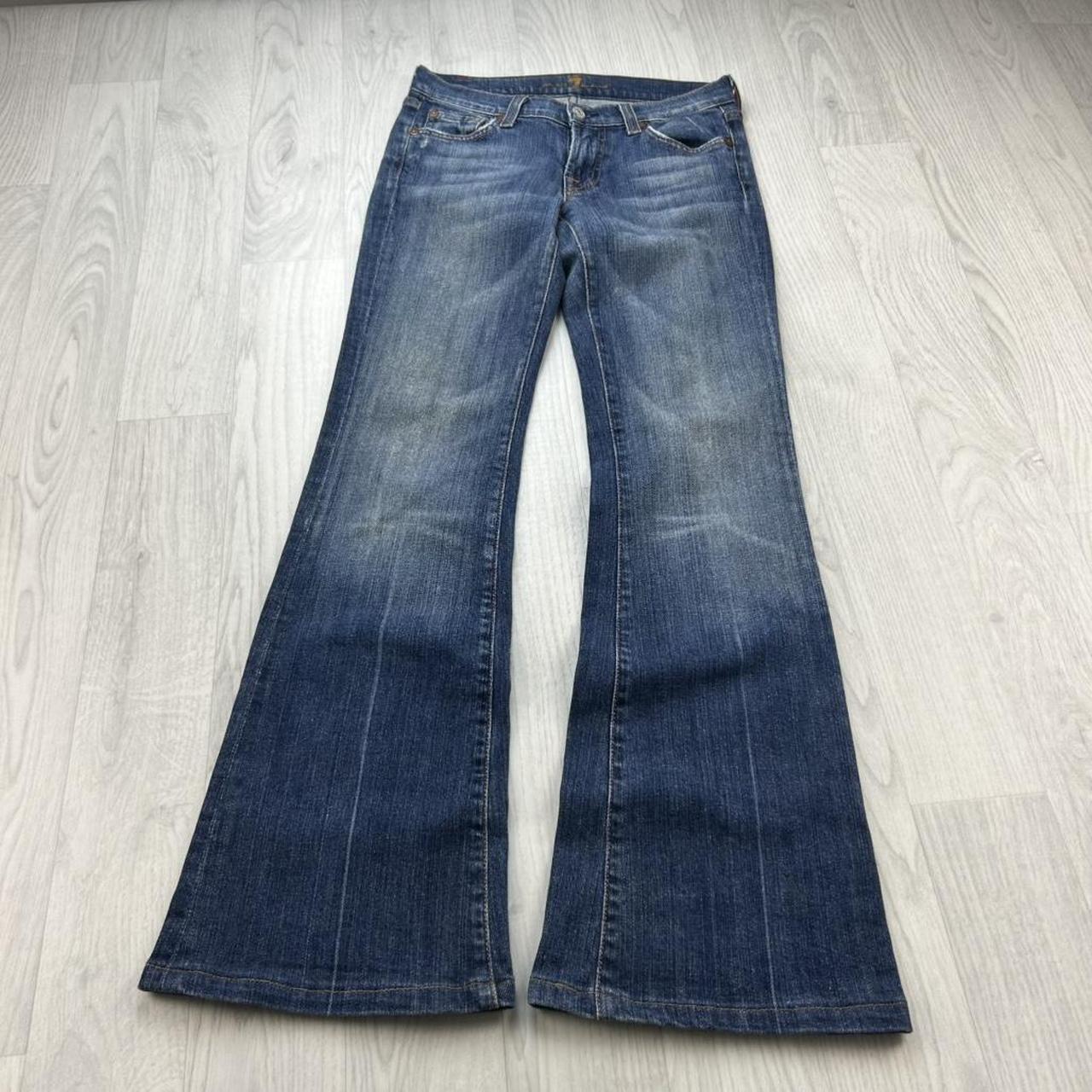 VINTAGE Y2K 7 FOR ALL MANKIND LOW RISE BOOTCUT FLARED JEANS NAVY BLUE