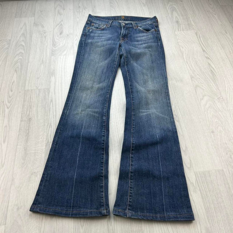 VINTAGE Y2K 7 FOR ALL MANKIND LOW RISE BOOTCUT FLARED JEANS NAVY BLUE