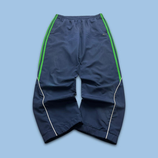 VINTAGE Y2K ADIDAS SIDE STRIPE BAGGY TRACKSUIT BOTTOMS NAVY GREEN