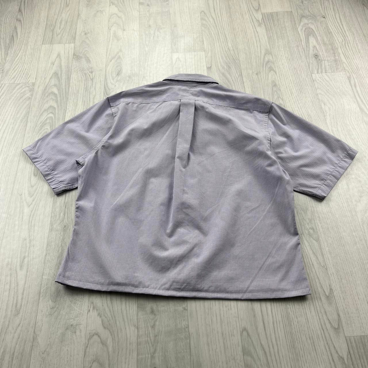 VINTAGE 00s RALPH LAUREN PLAIN CROPPED SHORT SLEEVE BUTTON UP SHIRT LILAC