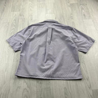 VINTAGE 00s RALPH LAUREN PLAIN CROPPED SHORT SLEEVE BUTTON UP SHIRT LILAC