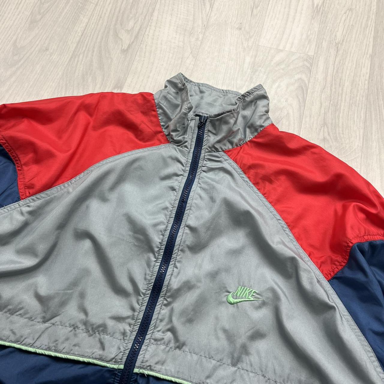 VINTAGE 90s NIKE WINDBREAKER TRACKSUIT SHELL JACKET NAVY / RED