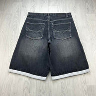 VINTAGE Y2K KOMAN BAGGY DENIM JORTS BLACK