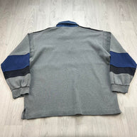 VINTAGE Y2K STRIPED LONG SLEEVE RUGBY POLO SHIRT GREY