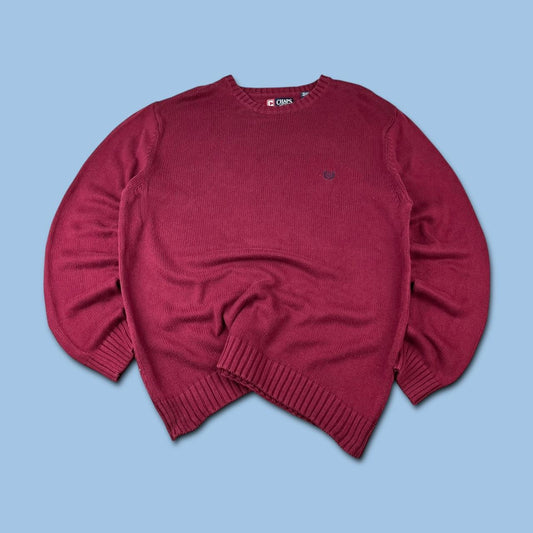 VINTAGE Y2K CHAPS CHUNKY KNITTED JUMPER BURGUNDY